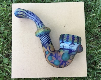 Glass Pipe, Large/Mega Sized Sherlock, Sherlock Pipes, Big Sherlock Pipe, Blue Sherlock Pipe, Glass Sherlock Pipe
