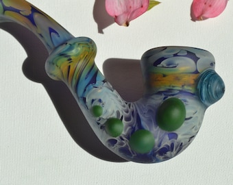 Glass Sherlock, Glass Sherlock Pipe, Sherlock Pipes, Blue Glass Pipe, Pipe, Pipes, Medium Size Sherlock, Borosilicate