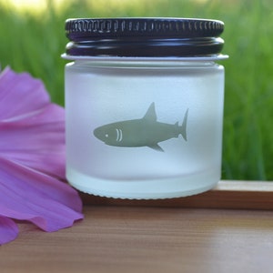 Jar, Glass Jar, Mini Glass Jar, Small Jar, Sand Etched Jar, Shark Jar, Stash Jar, Shark, Shark Mini Jar, Matte Finish Jar image 2