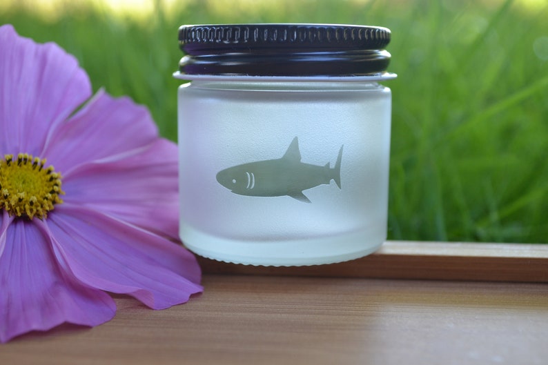 Jar, Glass Jar, Mini Glass Jar, Small Jar, Sand Etched Jar, Shark Jar, Stash Jar, Shark, Shark Mini Jar, Matte Finish Jar image 2