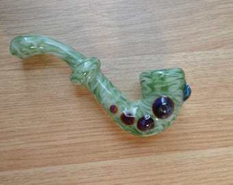 Glass Pipe, Pipes, Pipe, Glass Sherlock Pipes, Green Sherlock Pipes, Glass Blown Pipes, Glass Smoking Pipes, Green Pipe