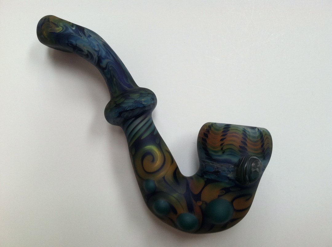 Glass Pipe, Sand Etched Sherlock Pipe, Pipes, Pipe, Glass Sherlock