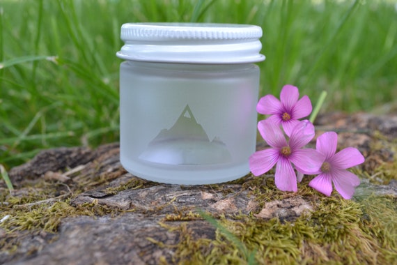 Jar, Small Glass Jar, Mini Glass Jar, Small Frosted Jar, Glass Jars, Sand Etched Jar, Stash Jar, Matte Finish Jar, Mountains