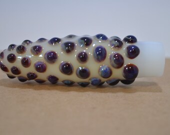 Glass Pipe, White Sand Etch Glass Pipe, Pipes, White and Purple/Orange Glass Pipe, Glass Smoking Pipe, Glass Blown Pipe