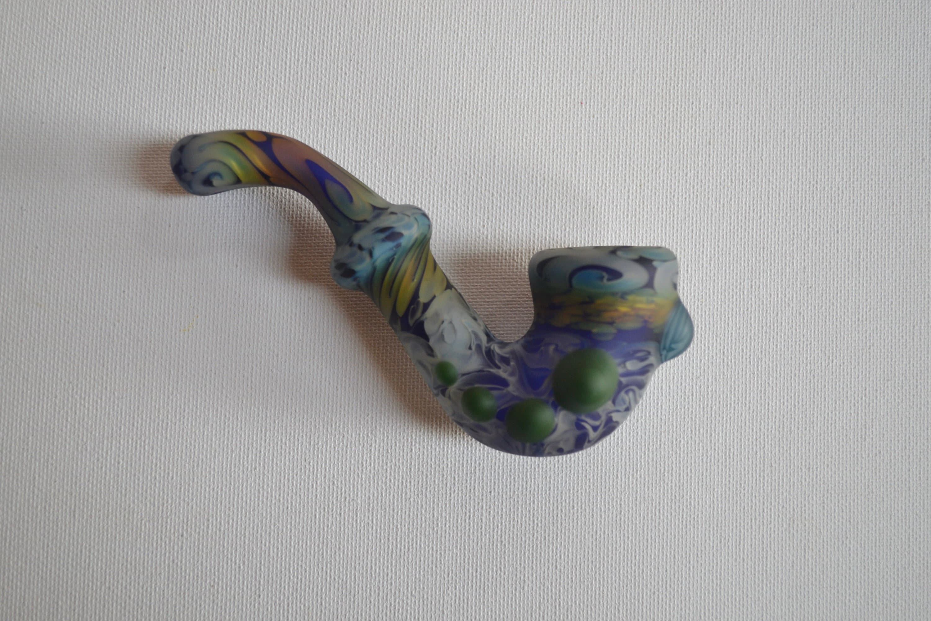 7.5 Inch Handmade Green Glass Sherlock Gandalf Pipe – Wizard Tobacco Smoking Spoon