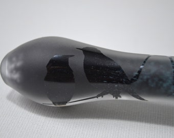 Glass Pipe, Spoon Pipe, Glass Blown Pipes, Glass Smoking Pipe, Pipe, Birds Glass Pipe, Sandblasted Bird Spoon Pipe, Borosilicate