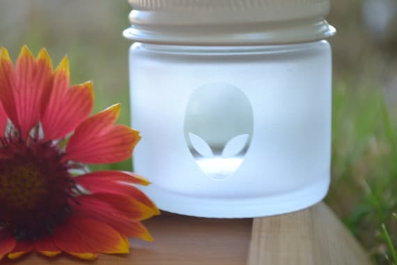 Jar, Glass Jar, Mini Glass Jar, Small Jar, Sand Etched Jar, Alien Jar, Stash Jar, Aliens, Aliens Mini Jar, Matte Finish Jar