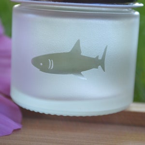 Jar, Glass Jar, Mini Glass Jar, Small Jar, Sand Etched Jar, Shark Jar, Stash Jar, Shark, Shark Mini Jar, Matte Finish Jar image 3