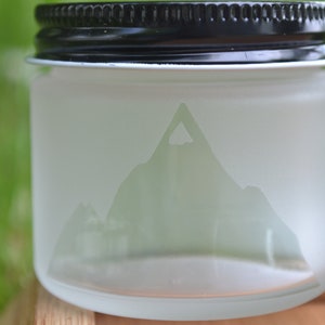 Glass Jars, Little Glass Jar, Small Glass Jar, Mountain Jar, Small Jar, Sand Etched Jar, Stash Jar, Matte Finish Jar, 2 oz Jars