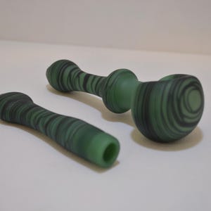 Glass Pipe Set, Spoon Pipe, Green and Black Spoon Pipe, Pipes, Glass Blown Pipes, Glass Smoking Pipes, Unique Glass Pipe
