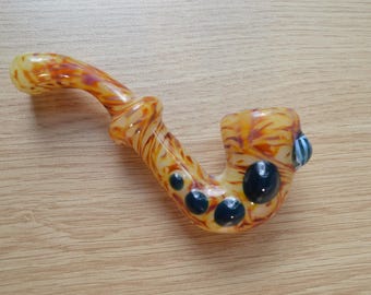 Glass Pipe, Sherlock Pipe, Pipes, Pipe, Glass Sherlock Pipes, Tan and White Sherlock Pipes, Glass Blown Pipes, Glass Smoking Pipes