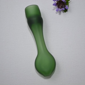 Glass Pipe, Green Sandblasted Bat Glass Pipe, Green Glass Spoon Pipes, Sand Etched Pipes, Matte Finish Pipes, Frosted Glass Pipes