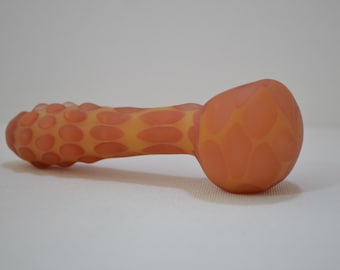 Glass Pipe, Pink and Tan Glass Spoon Pipe, Pink Pipe, Pink and Tan Glass Pipe, Smoking Glass Pipes, Glass Blown Pipes