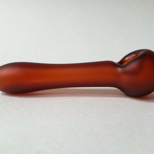 Glass Pipe, Spoon Pipe, Red Sandblasted Spoon Pipe, Pipes, Glass Blown Pipes, Handmade Pipes, Sand Etched Pipes
