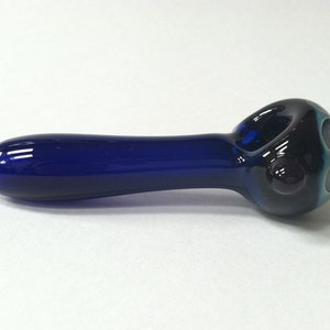 Glass Pipe, Glass Smoking Pipe, Cobalt Blue and Honeycomb Pattern Spoon Pipe, American made, Smoking Accessories, Pipes image 2