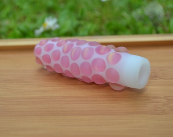 Glass Pipe, Pink Sand Etch Glass Pipe, Pipes, Matte Finish Pipe, Pink Glass Pipe, Glass Smoking Pipe, Glass Blown Pipe