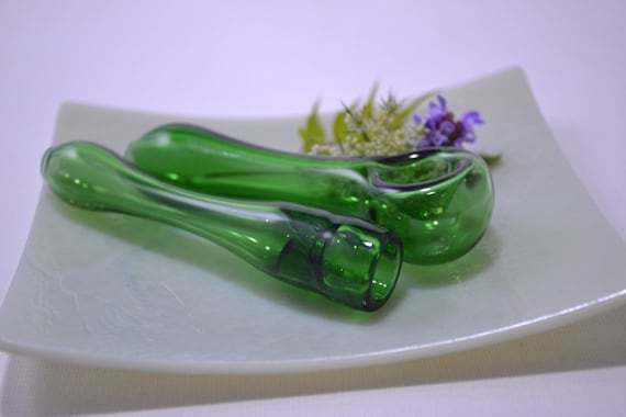 Glass Pipe Set, Glass Pipes, Green Spoon Pipe, American Made Pipes, Handmade USA Pipe, Smoking Pipe, Smoking Accessories, Smoking Pipe