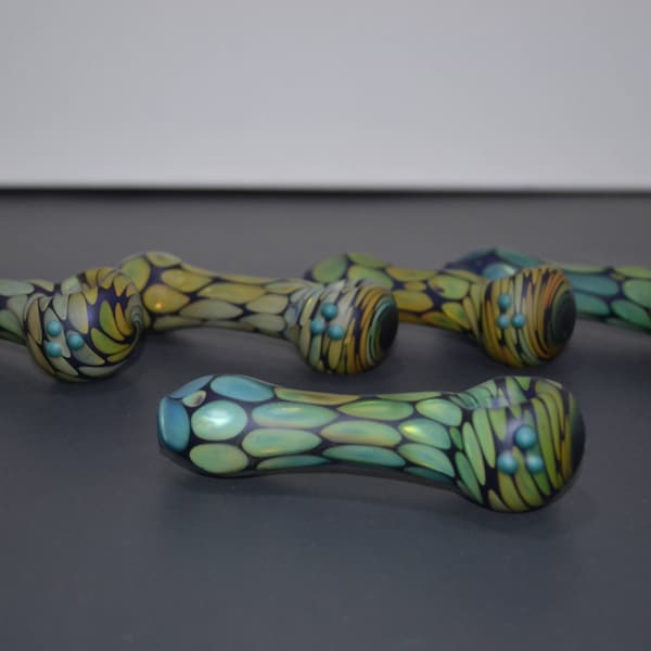 Glass Pipe, Spoon Pipe, Sand Etched Pipe, Pipe, Blue Pipes, Blue Glass Pipes, Sand Etched Spoon, Borosilicate