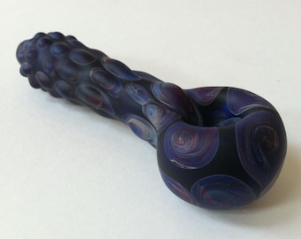 Glass Spoon Pipe, Glass Pipes, Purple Pipes, Blue Pipes,  Sand Etched Spoon Pipe, Pipe, Glass Blown Pipes, Made in USA