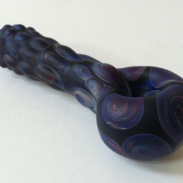 Glass Spoon Pipe, Glass Pipes, Purple Pipes, Blue Pipes,  Sand Etched Spoon Pipe, Pipe, Glass Blown Pipes, Made in USA