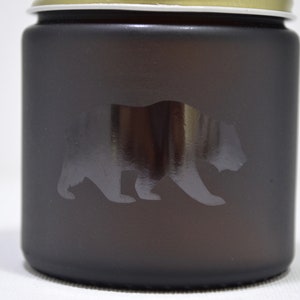 Small Glass Jar, Amber Glass Jar, Spice Jar, Storage Jar, Frosted Jar, Sand Etched Jar, Stash Jar, Brown Jar, Little Glass Jar, Bear Jar