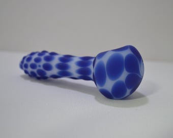 Glass Spoon Pipe, Spoon Pipes, White and Purple Spoon Pipe, Sand Etched Pipe, Glass Blown Pipes, Pipe, Smoking Pipes, Purple Pipes