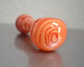 Glass Pipe, Spoon Pipe, Tan and Red Spoon Pipe, Glass Blown Pipes, Smoking Pipes, Unique Glass Pipes, Red Pipe, Smoking Glass Pipe