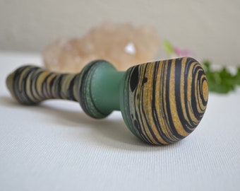 Glass Pipe, Spoon Pipe, Green and Black Spoon Pipe, Pipes, Glass Blown Pipes, Glass Smoking Pipes, Unique Glass Pipe