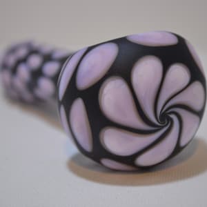 Glass Spoon Pipe, Spoon Pipes, Black and Pink Spoon Pipe, Sand Etched Pipe, Glass Blown Pipes, Pipe, Smoking Pipes, Pink Pipes