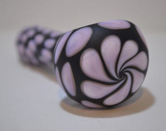 Glass Spoon Pipe, Spoon Pipes, Black and Pink Spoon Pipe, Sand Etched Pipe, Glass Blown Pipes, Pipe, Smoking Pipes, Pink Pipes