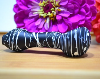 Glass Pipe, Glass Spoon Pipe, White Pipe, Black and White Glass Pipe, Smoking Glass Pipe, Unique Glass Pipe, Quality Glass Pipes