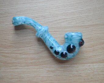 Glass Pipe, Sand Etched Sherlock Pipe, Pipes, Pipe, Glass Sherlock Pipes, Blue Sherlock Pipes, Glass Blown Pipes, Glass Smoking Pipes