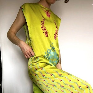 silk charmeuse long romper chartreuse green
