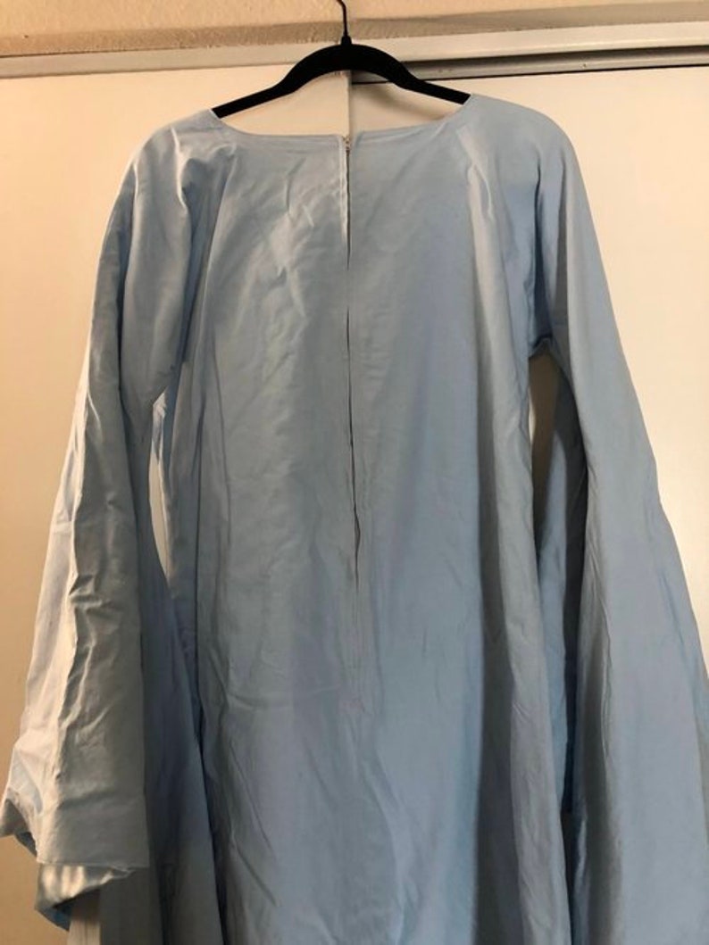 Wizard Robe with Hanging Sleeves for Cosplay, Renaissance Fair, Halloween, Lined, Light Blue, Summer, Knee Length, Handmade, XXS-XS image 6