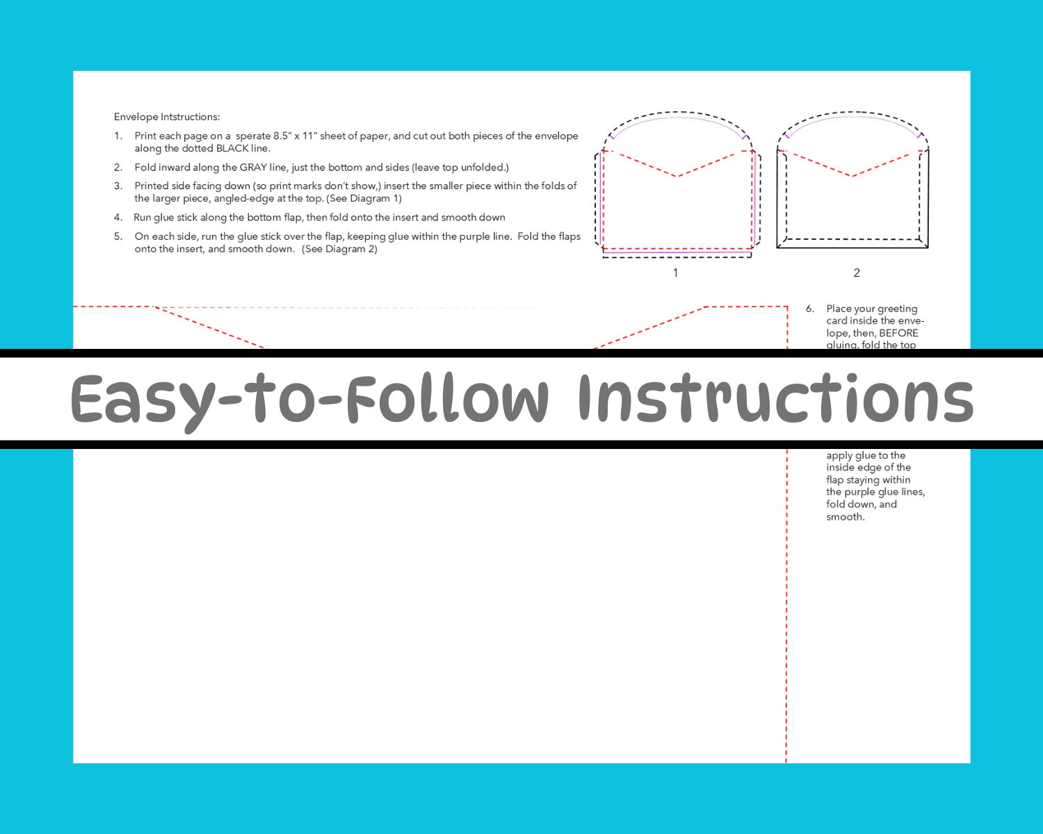 Printable Envelope Template for 5.5 X 8.5 Cardhalf-fold 8.5 X 11 - Etsy