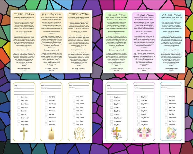 St. Jude Novena Prayer Tracker Printable in 2 Color and Style Options