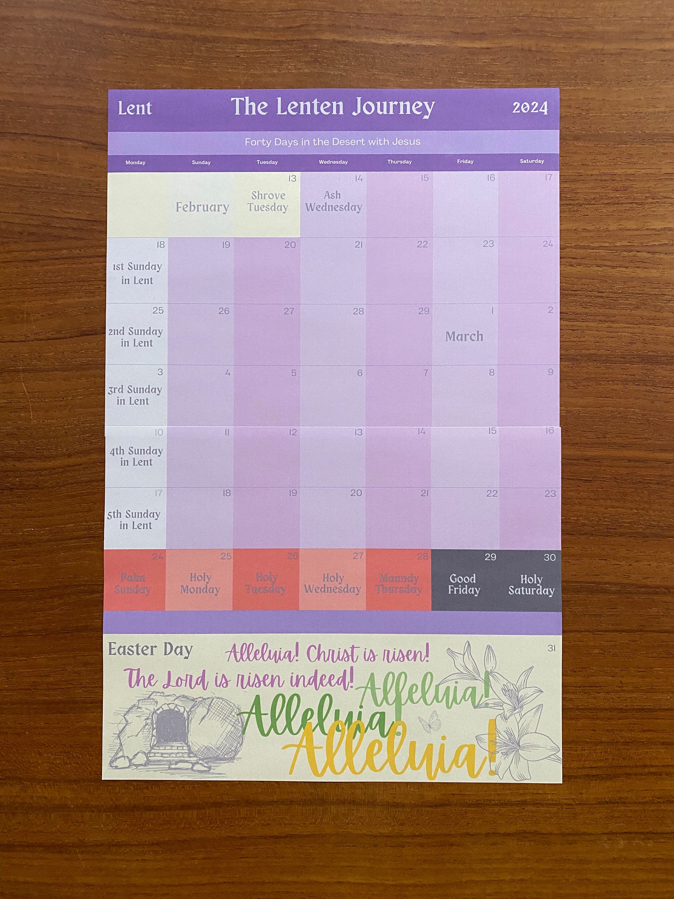 Printable Lent Calendar Liturgical Calendar Lenten Calendar Lent ...
