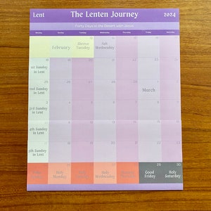 Printable Lent Calendar Liturgical Calendar Lenten Calendar Lent Devotional Family Lent ...