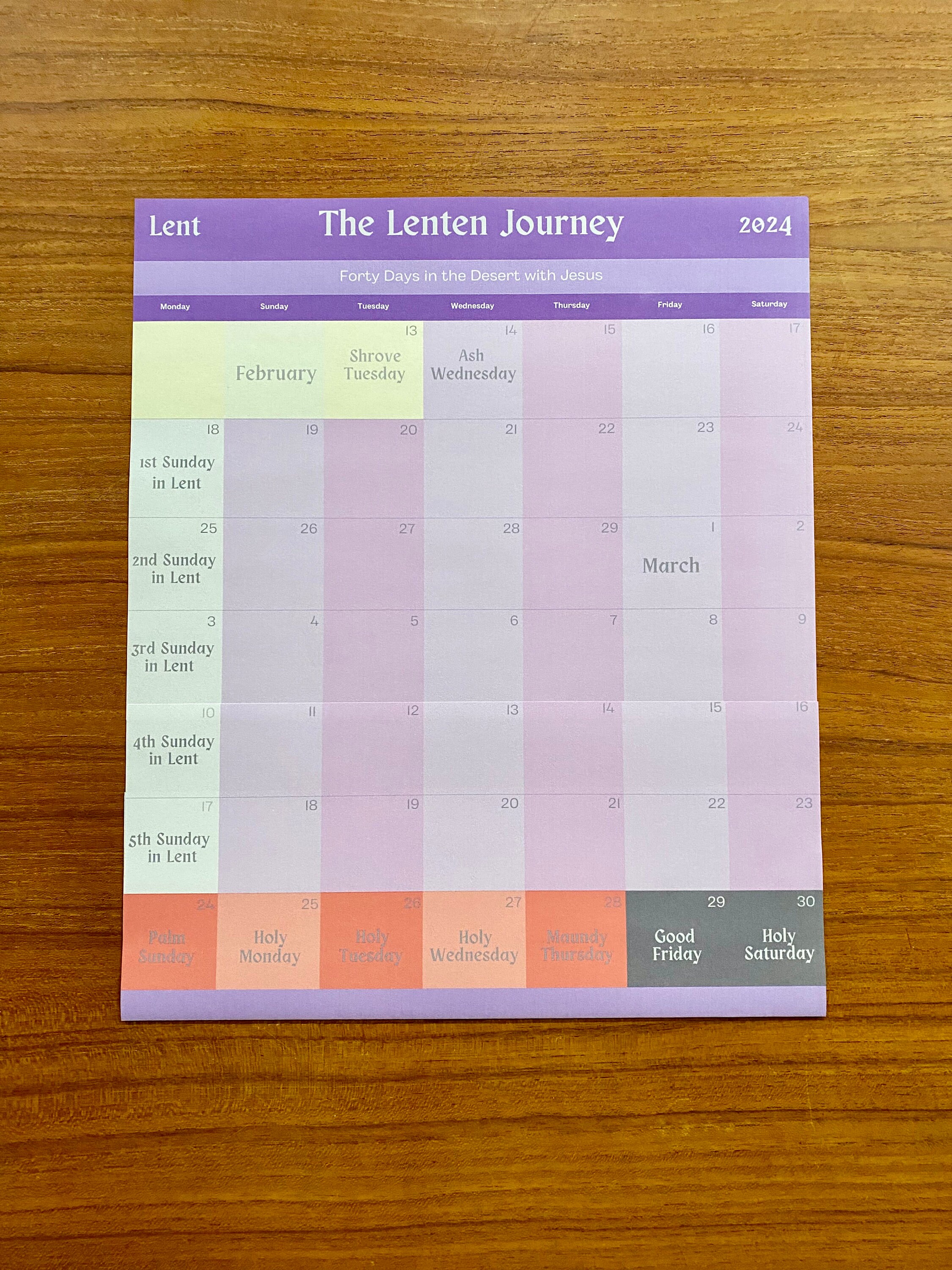 Printable Lent Calendar Liturgical Calendar Lenten Calendar Lent ...