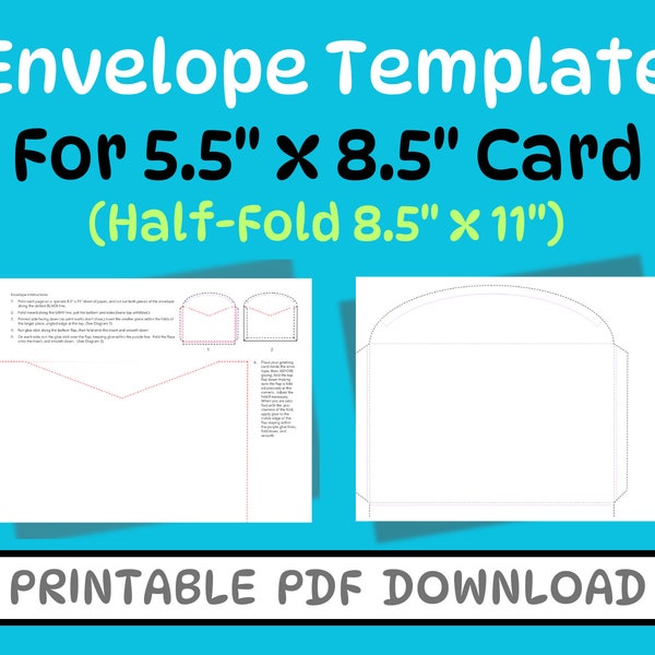 Printable Envelope Template for 5.5" x 8.5" Card--Half-Fold 8.5" x 11"