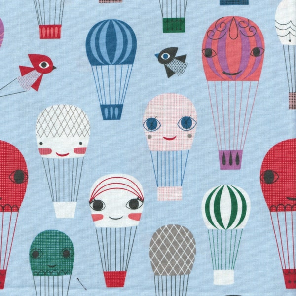 Retro Hot Air Balloons Kaufman 17inch cotton fabric