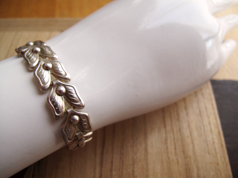 Vintage Abstract Nature Theme Silvery Bracelet From Germany