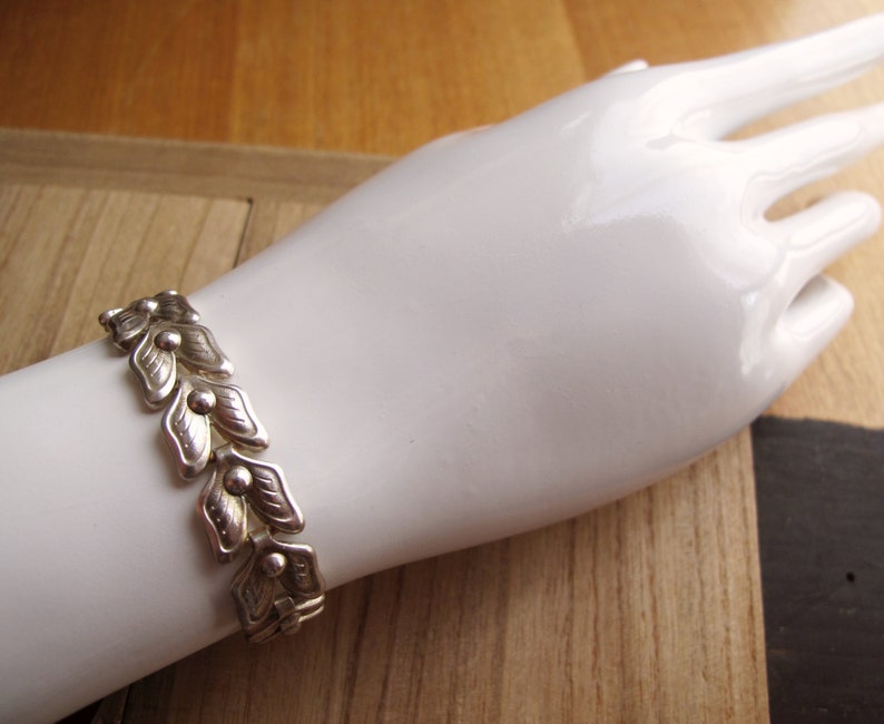 Vintage Abstract Nature Theme Silvery Bracelet From Germany
