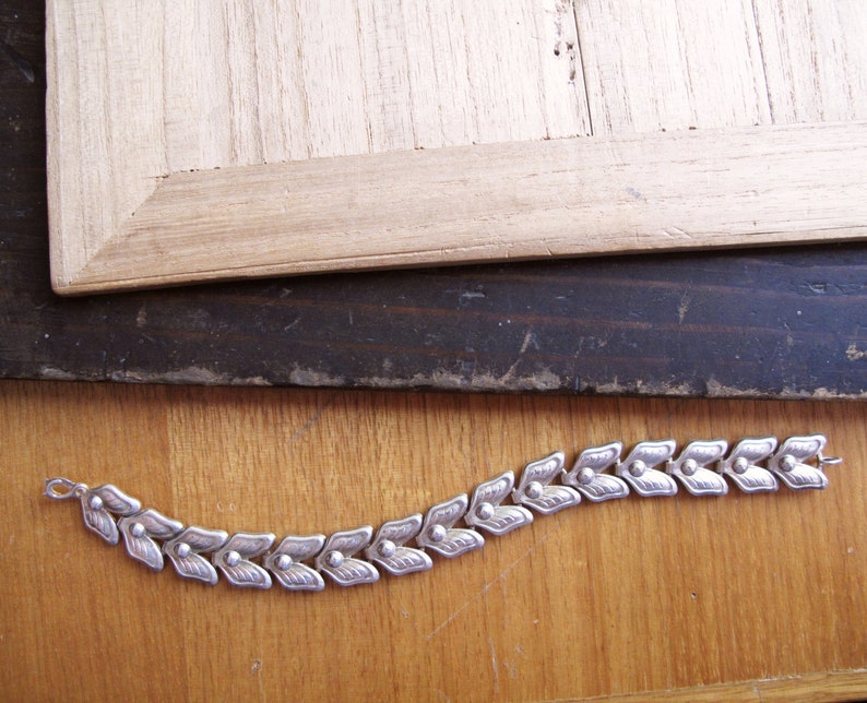 Vintage Abstract Nature Theme Silvery Bracelet From Germany
