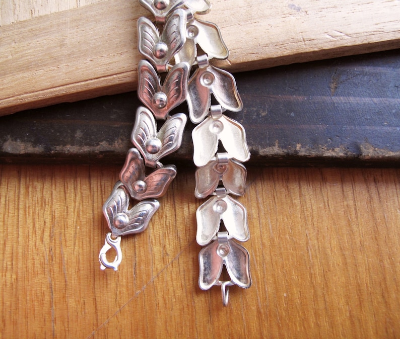 Vintage Abstract Nature Theme Silvery Bracelet From Germany