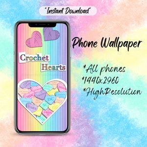 Papel de parede do telefone | Papel de Parede de Crochê | Papel de parede para Crochê | Papel de Parede Móvel Pastel | Corações de crochê Papel de parede | Papel de parede dos namorados