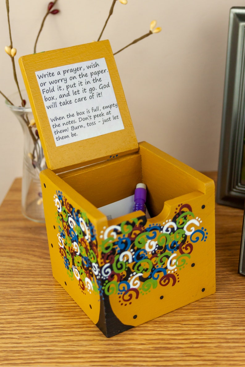 God Box/Prayer Box whimsical swirly tree design God Etsy
