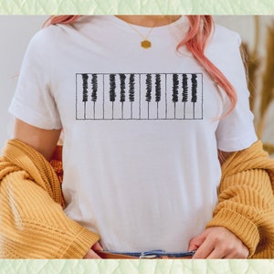 Scribbled Piano Keys Tee | Music Lover, Keyboard Player, Musician Shirt in black, white or athletic heather