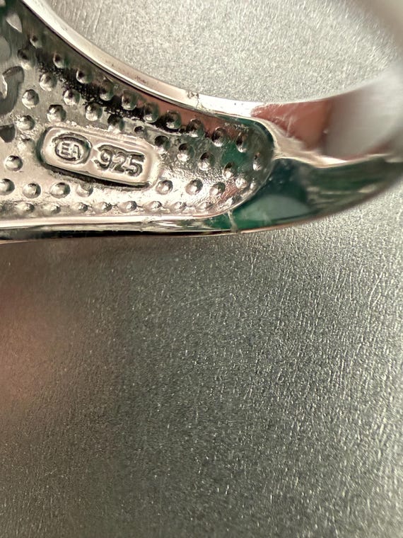 Statement Ring Sterling Silver Round Malachite Sz… - image 4
