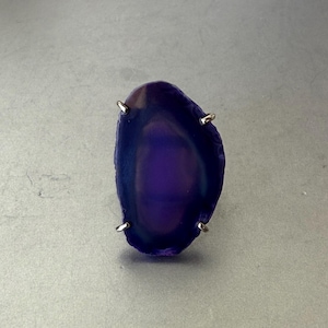 Whitney Kelly Purple Ring Agate Slice Geode Stone Sterling Silver Size 8 Ring